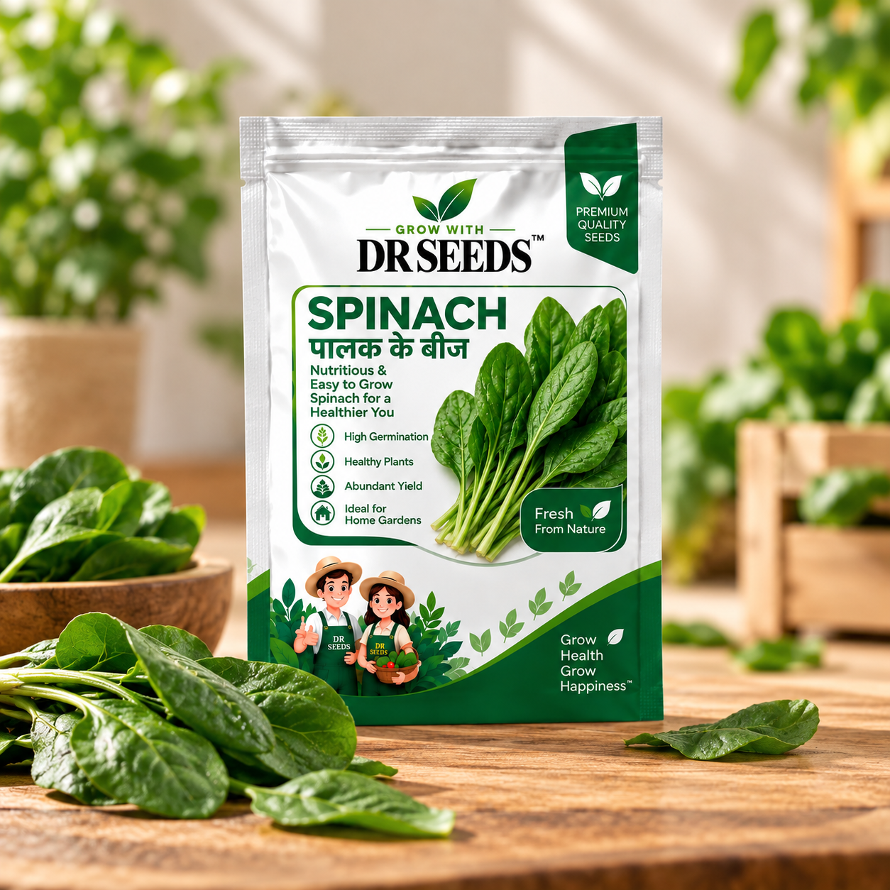DR Seeds Spinach Seeds hero product photograph