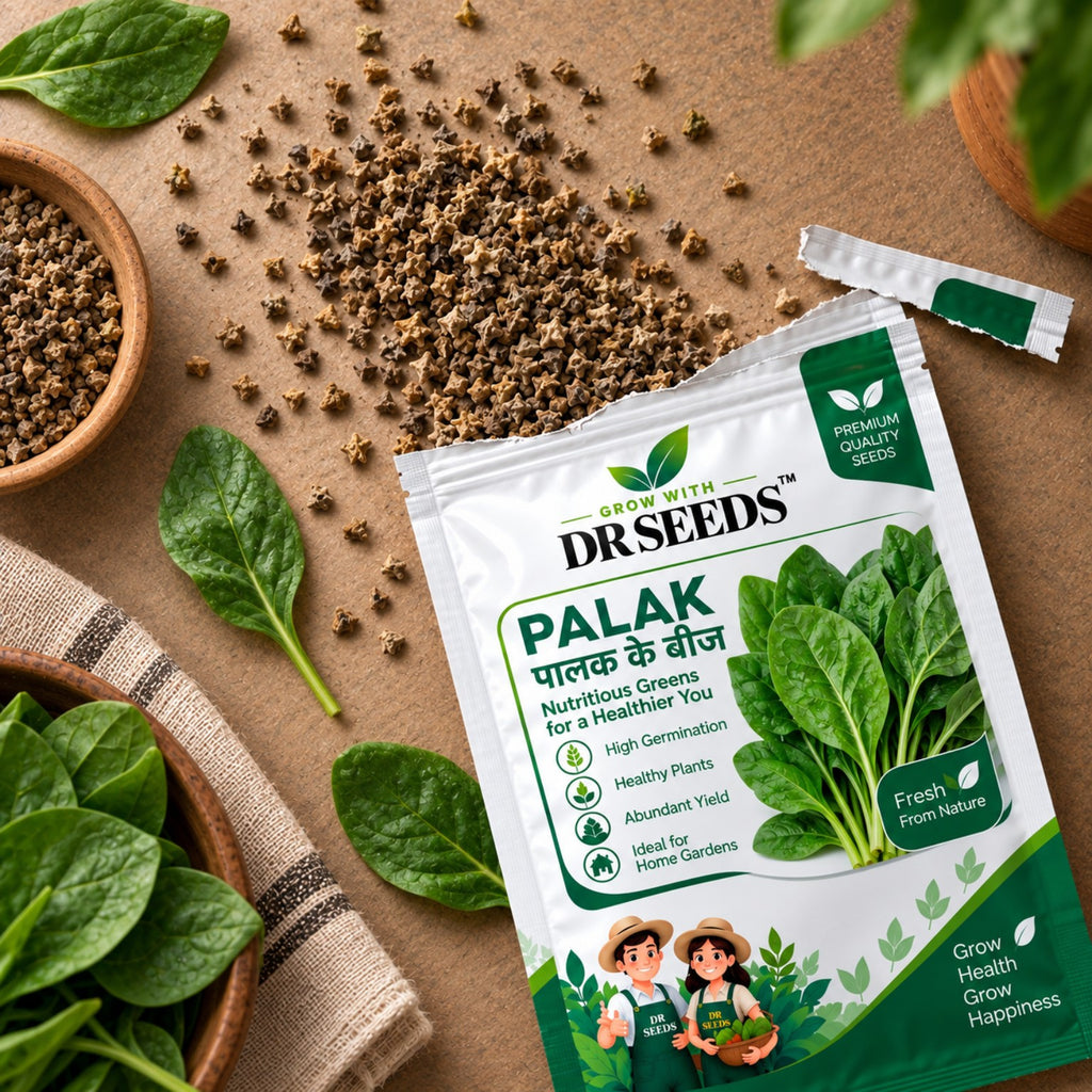 DR Seeds Palak Seeds opened pouch photograph