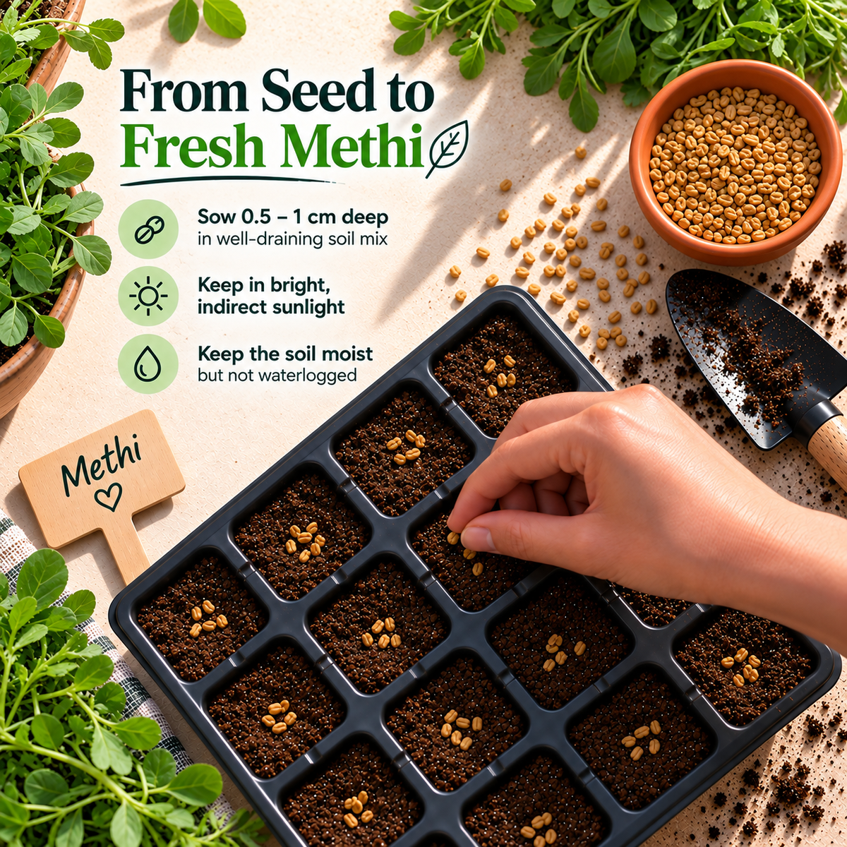DR Seeds Fenugreek Methi – From Seed to Fresh Methi