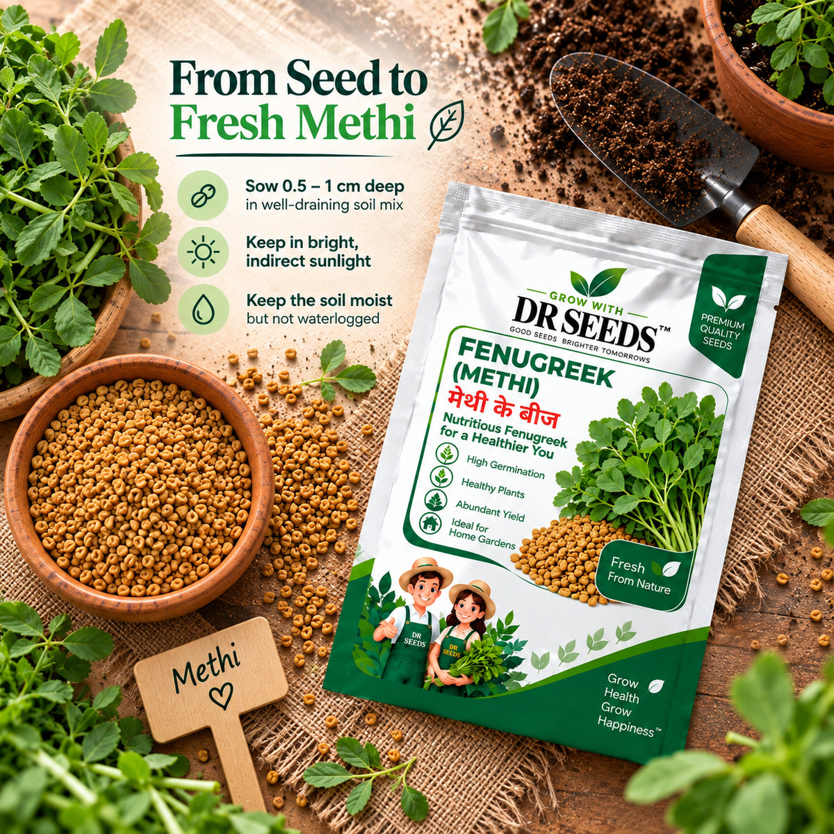 DR Seeds Fenugreek Methi – From Seed to Fresh Methi